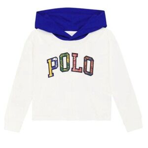 Polo Ralph Lauren Girls Logo Cotton Boxy Hooded Tee Size‎ 4T With Colorful Logo